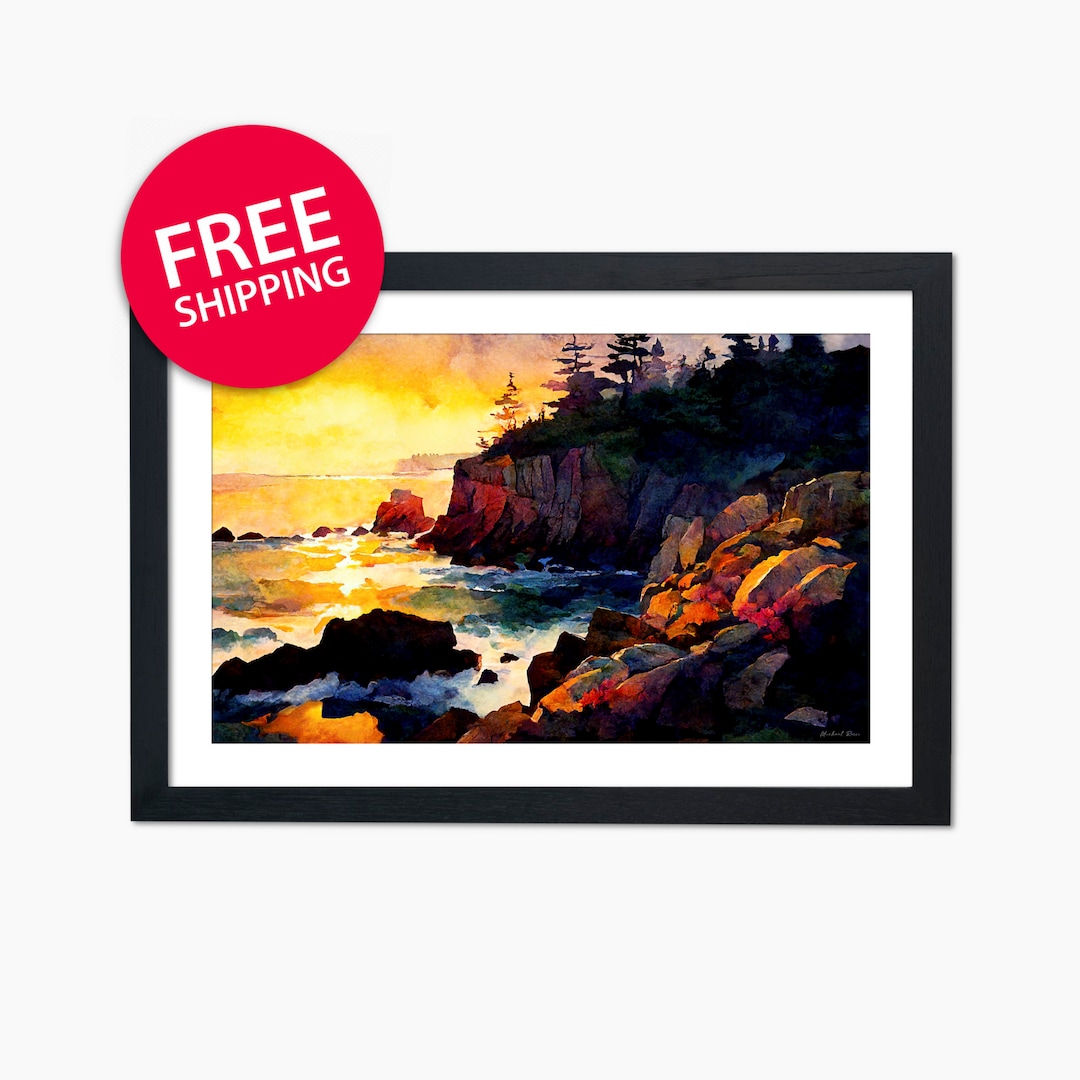 Maine Decor, Coastal Wall Art Print From Original Painting, Ocean Waves