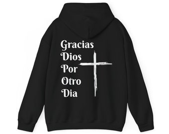 Sudadera con capucha unisex Heavy Blend™ con letras en español (Gracias a Dios por otro día)