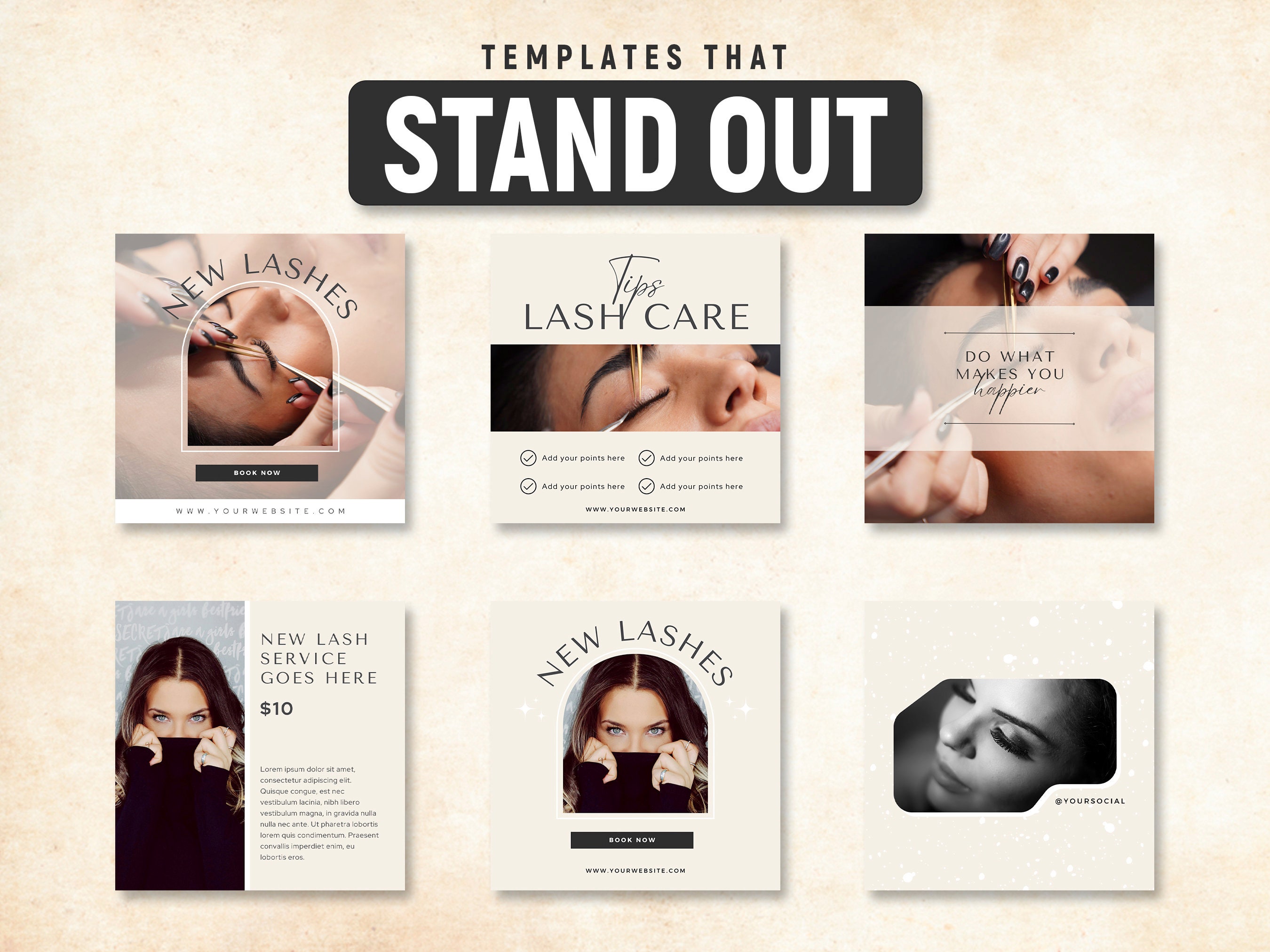 50 Lash Tech Instagram Post Template| Lash Tech Canva Instagram Posts ...