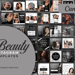 Beauty Instagram Templates Black And White | Instagram Templates Editable In Canva | Instagram Beauty Posts