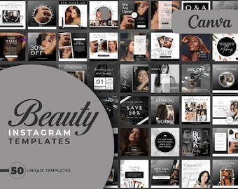 Beauty Instagram Templates Black And White | Instagram Templates Editable In Canva | Instagram Beauty Posts