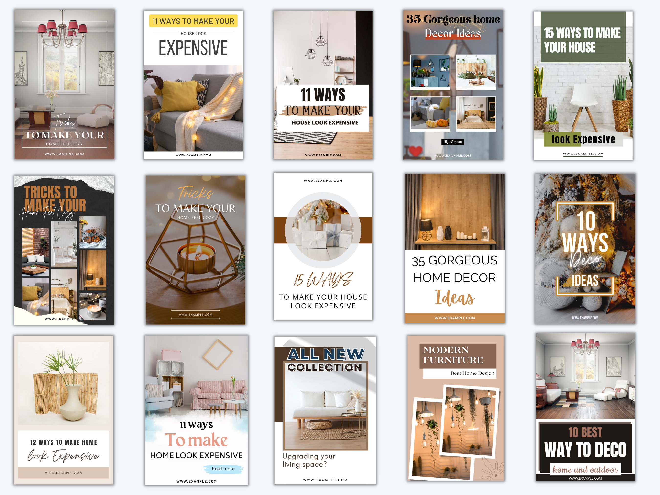 50 Pinterest Pins Template for Canva - Home Decor - Etsy
