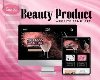 Beauty Website Template | Canva Website Template | Makeup Website | Editable Website Template |