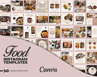 Food Instagram Template | Dietician Instagram Posts | Food Blogger Canva Template | Instagram Templates