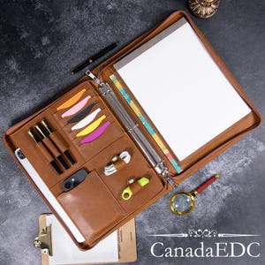 Portafolio de cuero Crazy Horse personalizado A4, carpeta de 3 anillas para hombre, organizador de oficina, soporte para tableta grande, regalos personalizados únicos