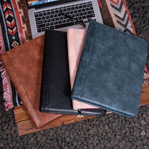Personalized Vintage Brown Leather Portfolio,A4 Custom PU Leather Padfolio, Professional Business Portfolio for Men, Unique Christmas Gift