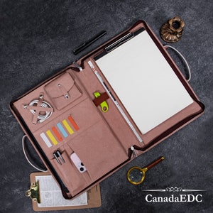 Porte-documents en cuir végétalien rose de 15,3 po. avec poignée, porte-documents personnalisé pour elle, sac à main personnalisé pour femme, dossier de taille légale, cadeaux d'anniversaire