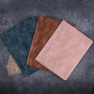 14” Men&#39;s Personalized Vintage Leather Portfolio, Monogrammed Name&Logo Padfolio, iPad Pro Case, Custom Legal Pad Cover, Custom Gift for Dad