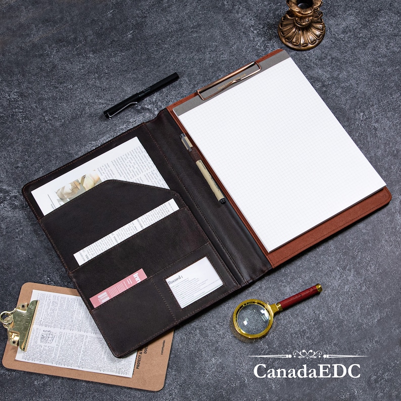 A4 Red Brown Oil Wax Leather Padfolio for Men,personalized Portfolio ...