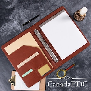 Bloc-notes en cuir avec nom personnalisé, couverture de bloc-notes personnalisée A4, journaux en cuir, classeur à 3 anneaux, cadeau d'affaires, cadeau pour elle