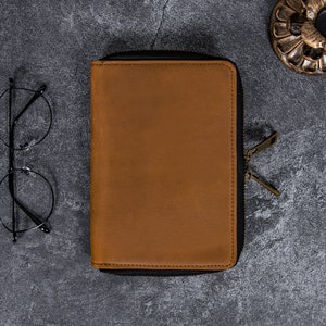 Chemise bloc-notes A6 personnalisée en cuir Crazy Horse, carnets avec nom, trousse du voyageur, couverture de carnet de croquis personnalisée, cadeau créatif