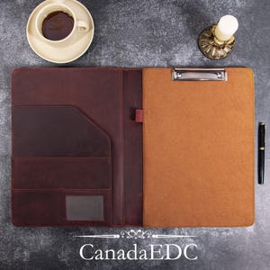 Röd Crazy Horse lädermappe, personlig mapp med urklipp, A4 anpassad mapp, enkel portfölj, unika företagspresenter