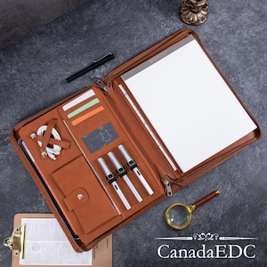A4 geprägtes Namenslogo PU-Leder Portfolio, personalisierte Aktentasche Tasche, benutzerdefinierte Leder Meeting Padfolio, Notebook-Cover, Herren Exekutive Geschenk