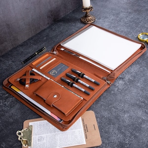 Portefeuille en cuir PU avec nom en relief pour homme, porte-documents personnalisé, bloc-notes de réunion d'affaires A4, couverture de bloc-notes personnalisée, cadeau exécutif