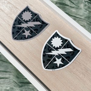 Faux Glitter Leopard Army Ranger Shield Sticker