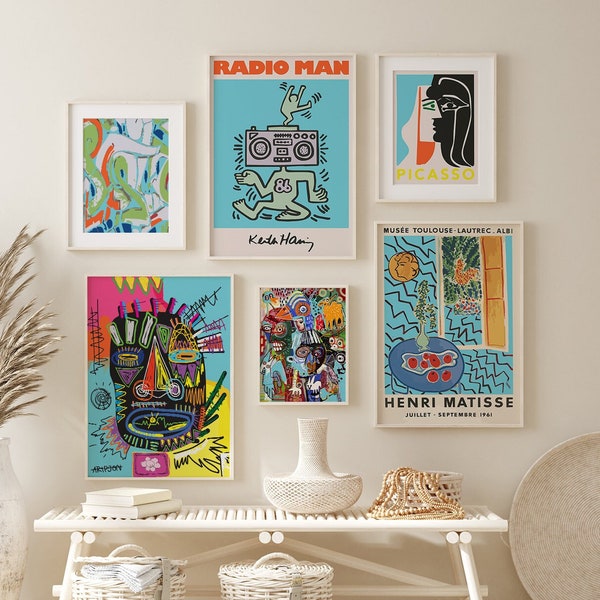 Gallery Wall Set of 6, Exhibition Gallery Wall art set, Matisse print, Picasso, Set of Prints, boho gallery wall set, DIGITAL DOWNLOAD