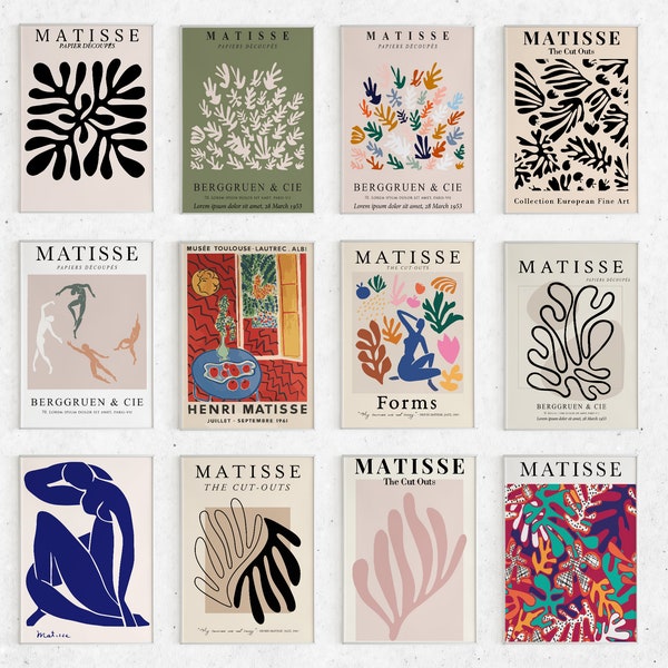 Matisse Prints set of 12,  Exhibition Gallery Wall art set, matisse Print, Printable wall art,boho gallery,Gallery wall art DIGITAL DOWNLOAD