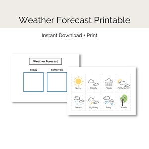 Prévisions météo visuel pour enfants, programme du matin, calendrier quotidien pour enfants, carte météorologique, imprimable, téléchargement PDF, préscolaire, maternelle