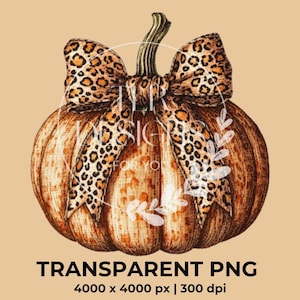 Pretty Leopard Bow PNG Clipart Orange Brown Pumpkin Fall Sunflower Harvest Art Autumn Digital Download Cute Rustic Design DIY Fall Crafts