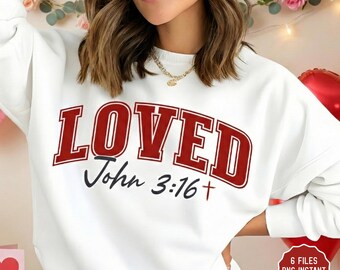 Christian Loved John 3:16 PNG for Apparel Bible Verse Artwork for Faith Projects