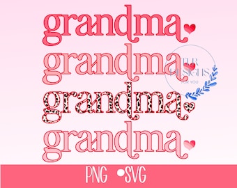 Grandma Heart Valentines Day png Retro Distressed Grunge Look Valentines Day Grandmom Digital Design Print svg Nana Happy Valentines Day