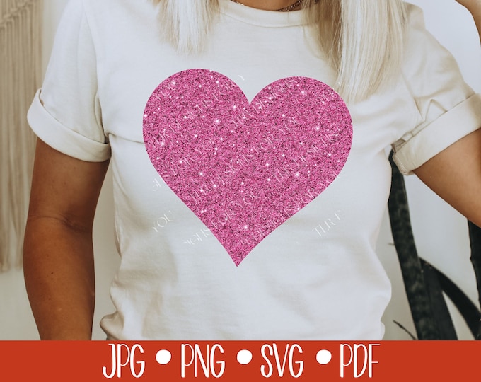 Glitter Pearl Heart Pink Boxy Tee