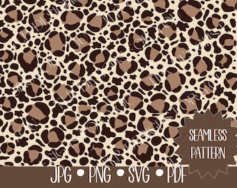 Leopard Print Seamless Pattern Svg, Jpg, Jpeg, Png, Pdf, Brown and Tan ...