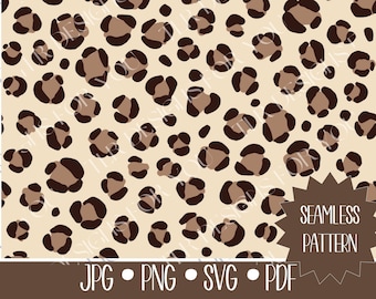 Leopard Print Seamless Pattern svg, jpg, jpeg, png, pdf, Brown and Tan Leopard Print Digital Patten