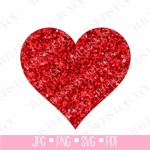 Rotes Glitzer Herz svg, jpg, jpeg, png, pdf, Valentinstag Glitzer Herz Digital Design Print