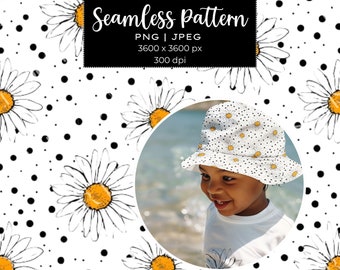 Seamless Daisy Polka Dot Pattern Digital Download Paper Crafter Designer png svg jpg Perfect for Unique Gift DIY Projects Fabric Home Decor