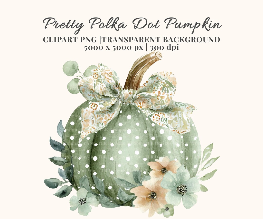 Cute Watercolor Pumpkin Clipart With Bow and Flowers Fall Autumn PNG ...
