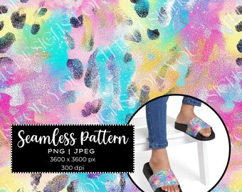 Pastel Glitter Bright Leopard Print Digital Seamless Pattern for Crafters Create Gifts for Moms and Teachers Cute Colorful Background Design