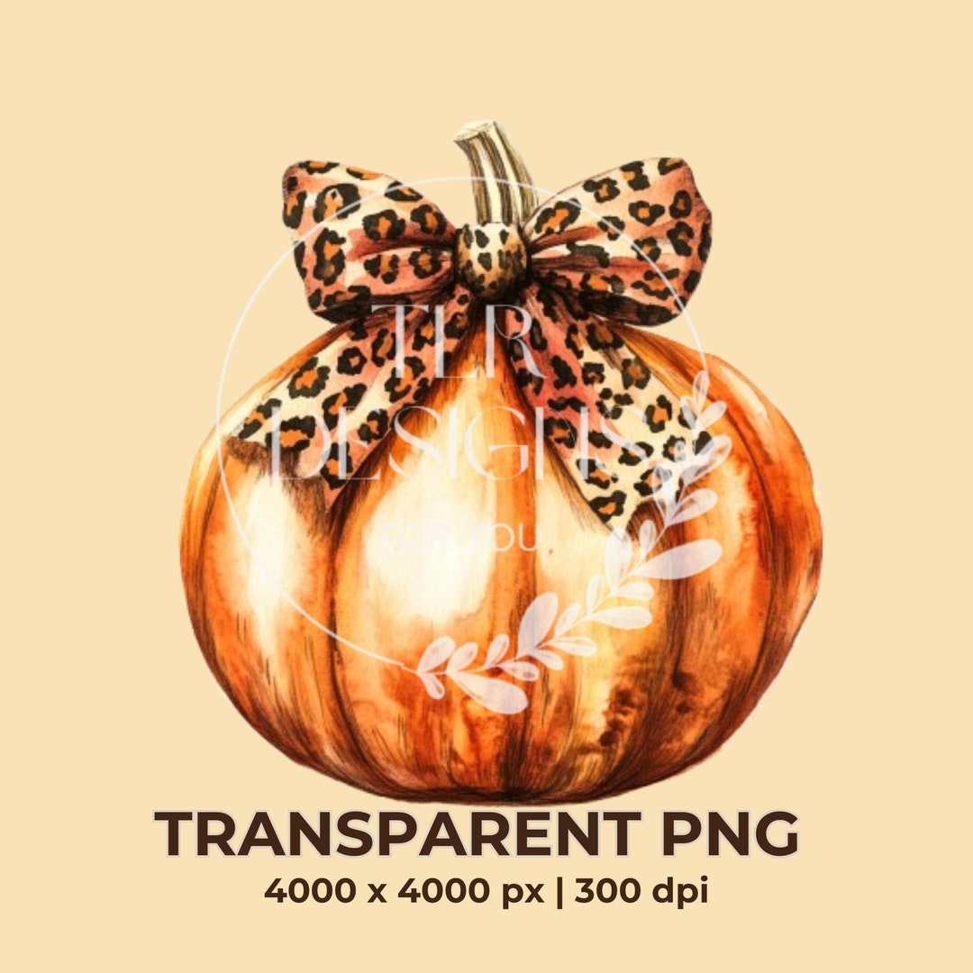 Leopard Bow Pumpkin PNG Fall Animal Print Digital Art Rustic Halloween ...