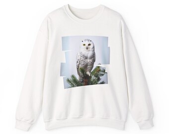 Winter Snow Owl Unisex Sweatshirt, Owl Lover Sweatshirt, Snowy Owl Crewneck Jumper, Cute Christmas Sweater, Cozy Bird