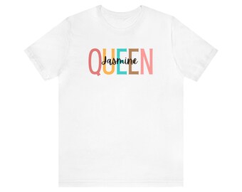 Customizable Queen Jersey Short Sleeve Tee, Personalized Gift for Her, Boss Lady, Boss Moms, Women Get It Done