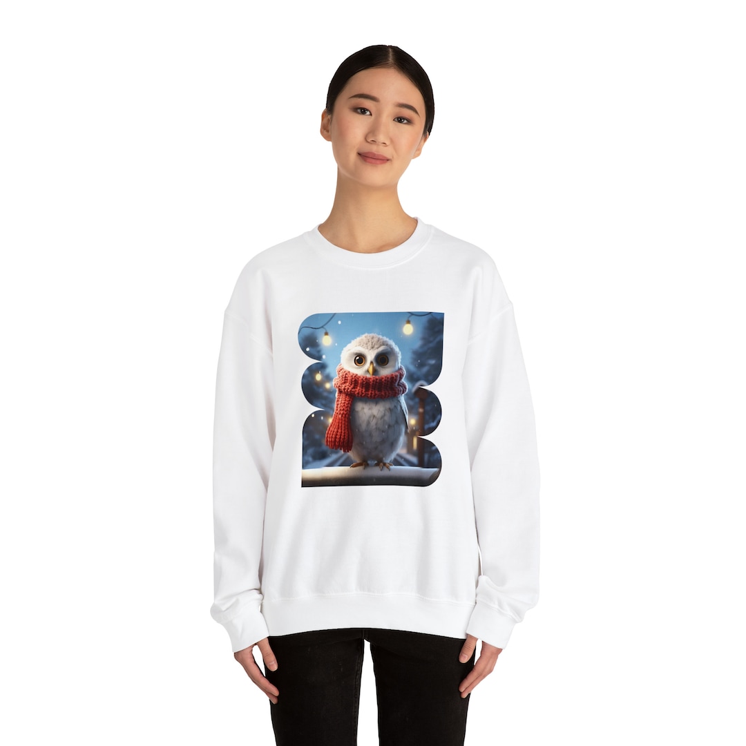 Hoot! Hoot! Hoot! Merry Christmas Owl Wearing Scarf Unisex Heavy Blend ...