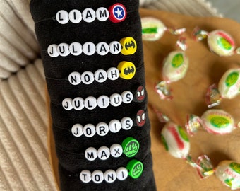 Pulsera personalizada símbolo Superhéroe, emoticones, animales infantiles