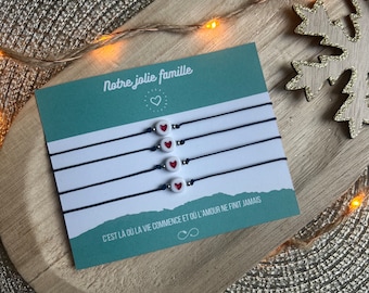 Duo de bracelets coeurs personnalisés parent / enfant / famille / rentrée scolaire