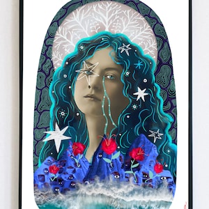 LUNITA LOCA - collage moon woman fine art print