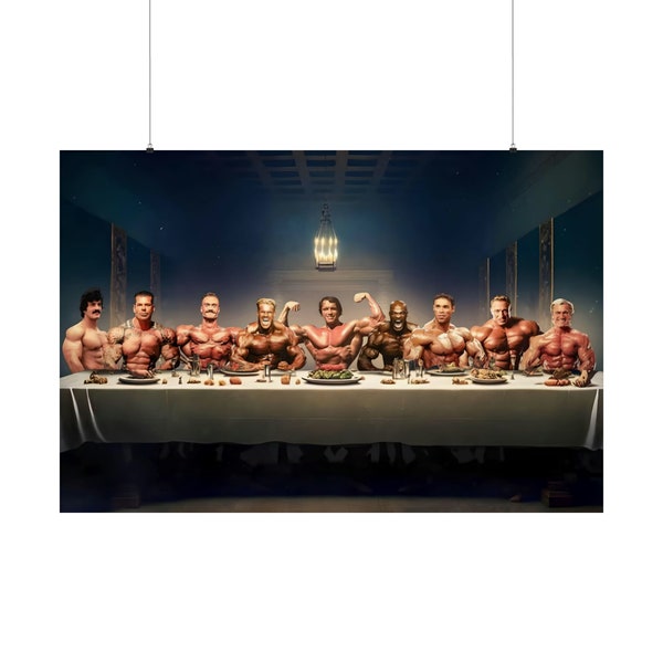 La última cena proteica. Culturismo HOF Última Cena. Póster Arnold, Bumstead, Platz, Ronnie, etc.