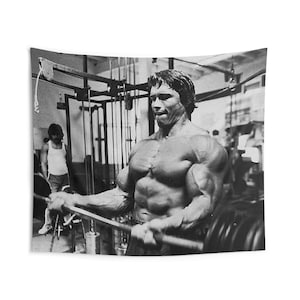 Vintage Arnold Schwarzenegger Bicep Curls Indoor Wall Tapestries