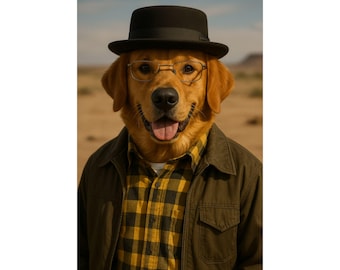 Póster de mascota con IA totalmente personalizado: cualquier persona, personaje, programa, época, lugar, etc. Impresión de arte de pared de perro/gato/animal con IA personalizada, retrato de mascota personalizado