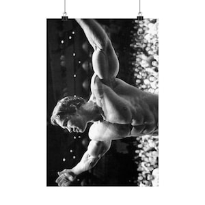 Vintage Arnold Schwarzenegger Mr. Olympia Pumping Iron Horizontal Premium Poster