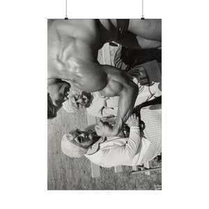 Arnold Schwarzenegger Rare Photo Flexing for Grandmas Premium Poster