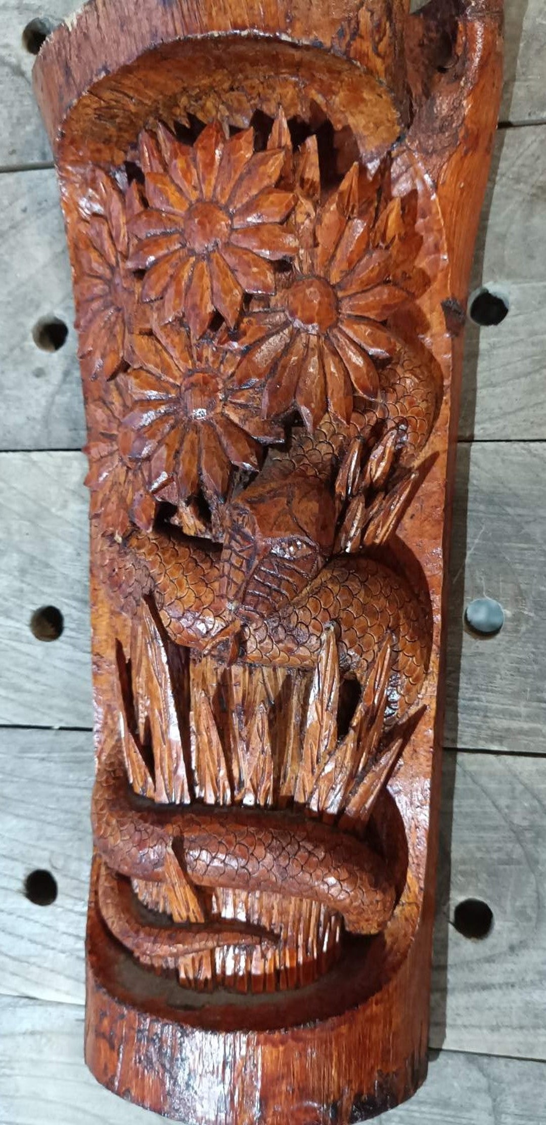 Snake Wood Carving Handmade in the Spirit of Ancient Etsy