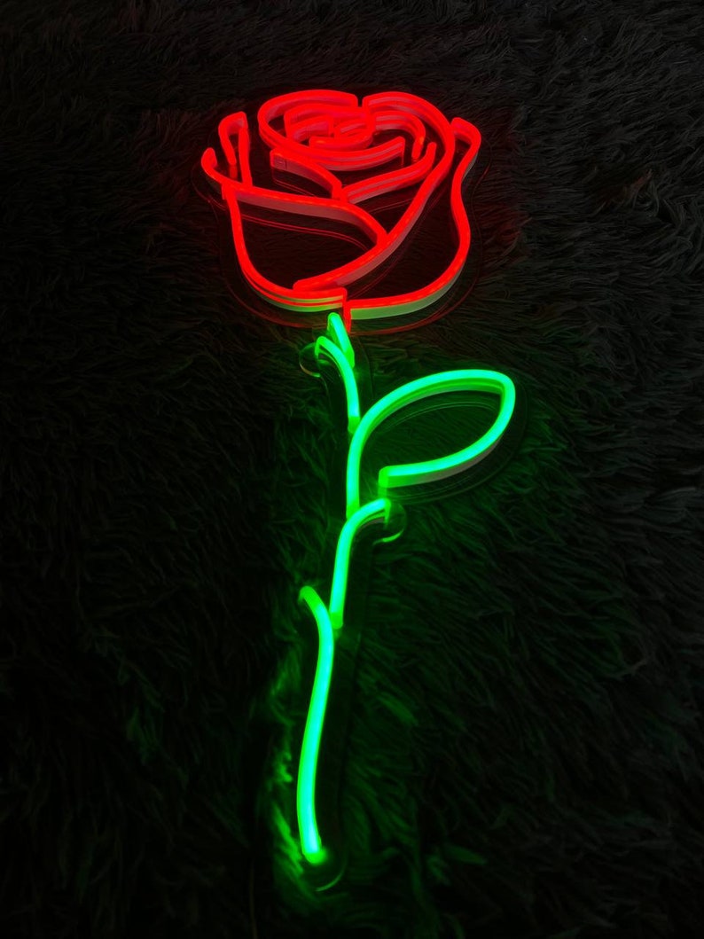 Rose Flower Neon Sign Rose Flower Led Light Valentine's Etsy