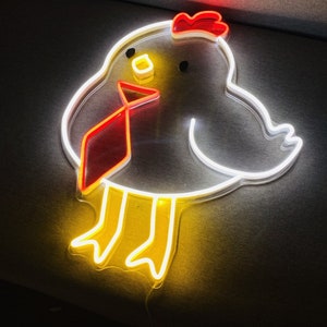Chicken Neon Sign Chicken With Tie Led Sign Cute Chicken - Etsy