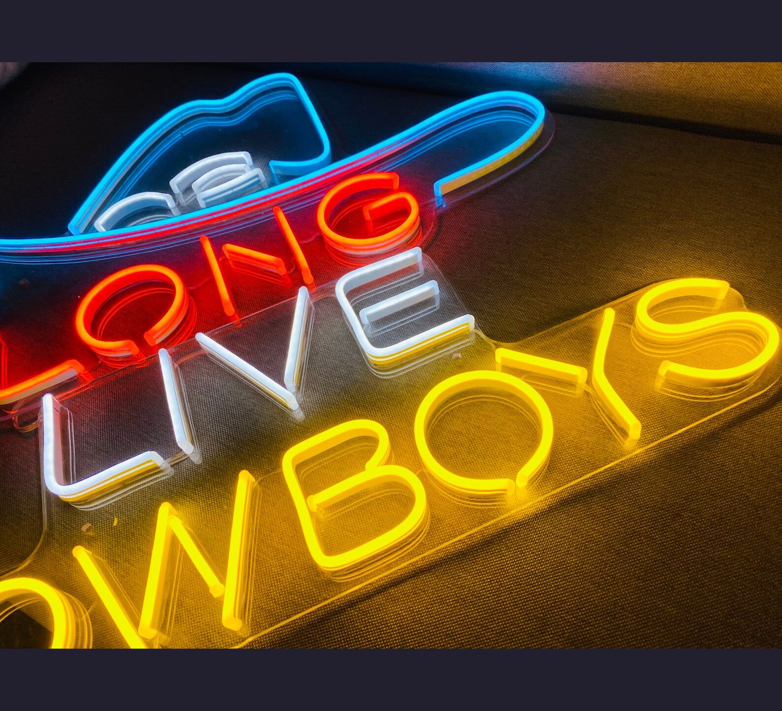 Cowboys Neon Sign Word Art Wall Decor Custom LED Light Etsy