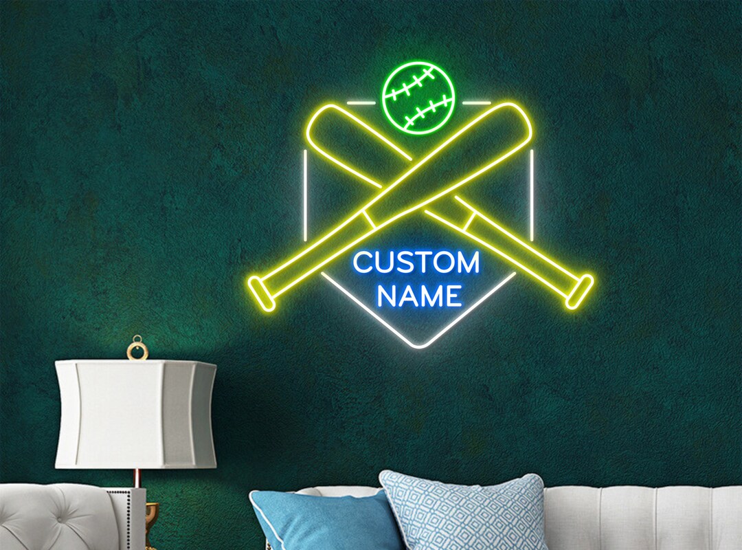 Custom Name Baseball Neon Sign Baseball Customize Sport Etsy