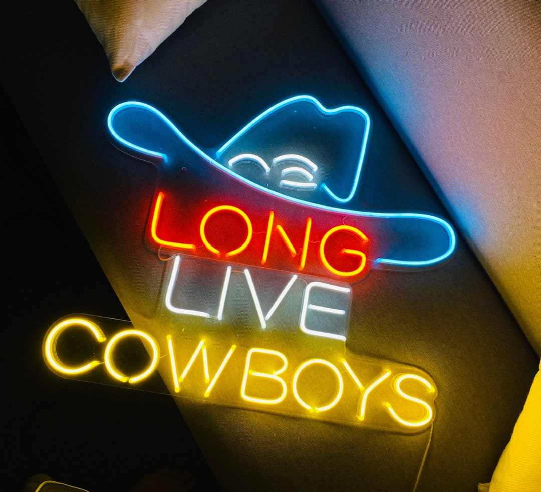 Cowboys Neon Sign Word Art Wall Decor Custom LED Light Etsy